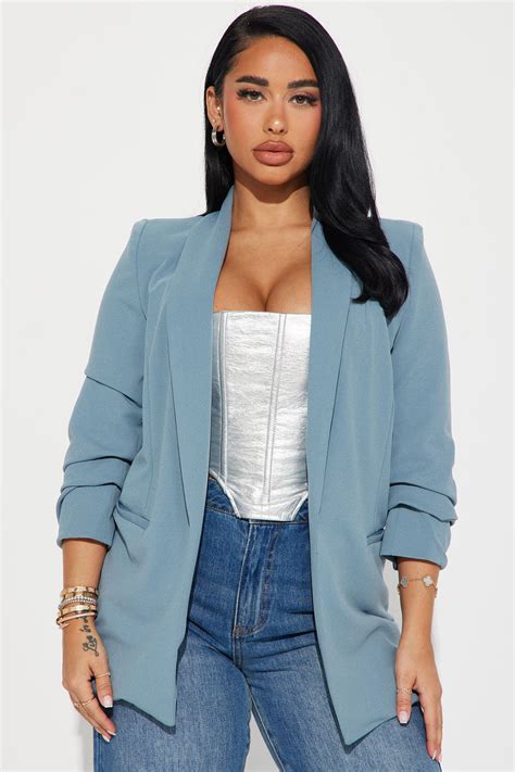 the celine blazer dusty blue|The Celine Blazer .